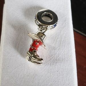 Trendy Boutique Silver and Red Boot Charm Bracelet